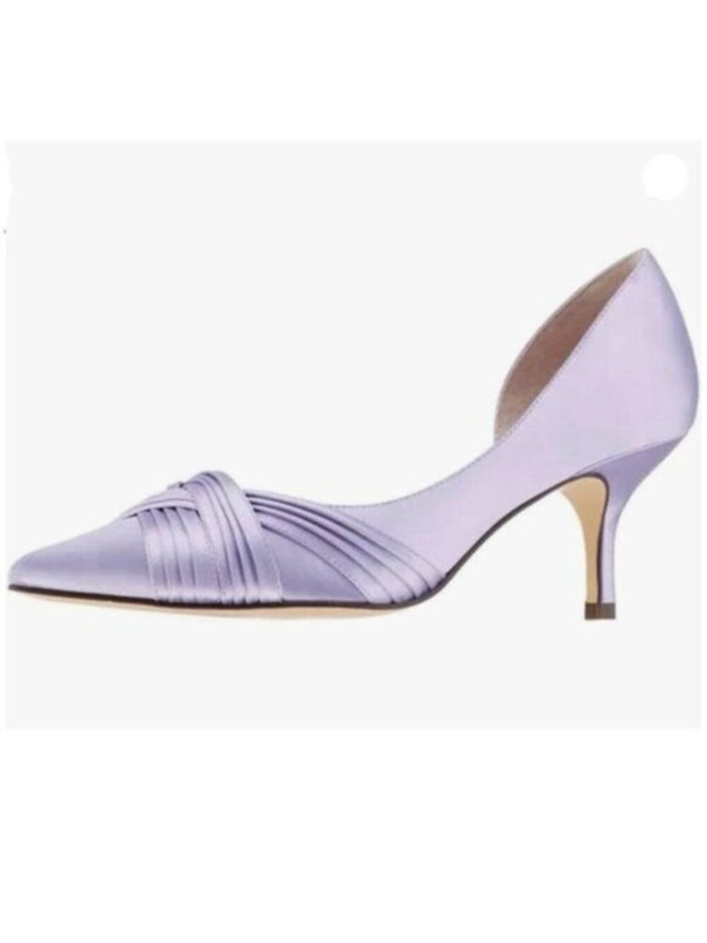 FSJ Women Low Kitten Heels Pointed Toe Slip on Pumps D'Orsay Pleated Satin Purpl